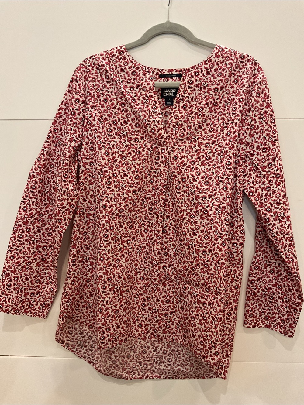 NWOT Lands' End Burgundy Floral Blouse